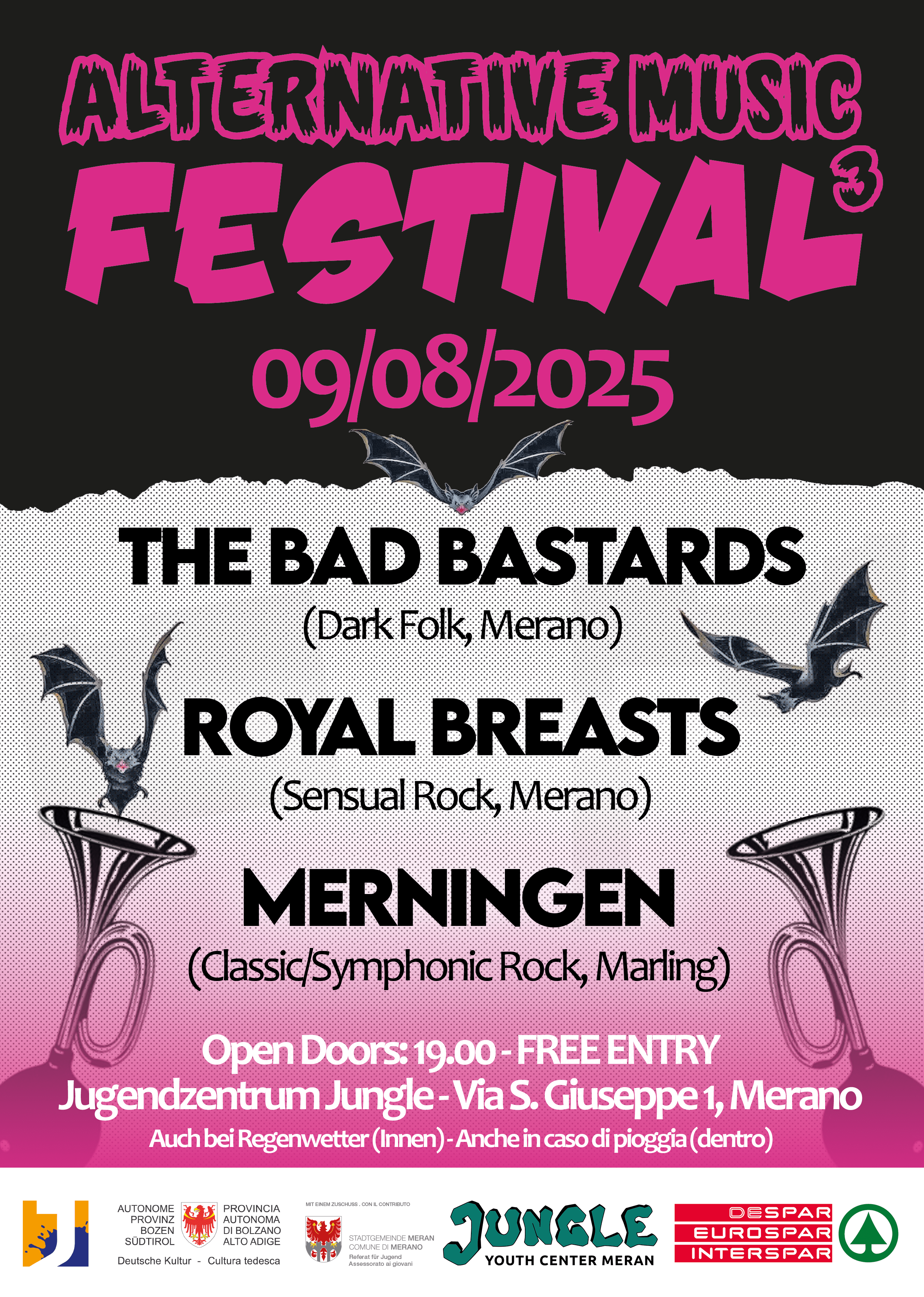 Flyer - Alternative Music Festival 3 - Jugendzentrum Jungle Meran - Centro Giovani Jungle Merano