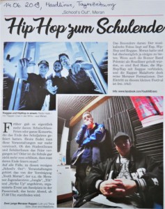20190614 - Tageszeitung - Headliner - HipHop zum Schulende