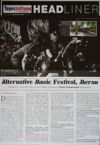 20190907 - Tageszeitung - Headliner - Alternative Music Festival