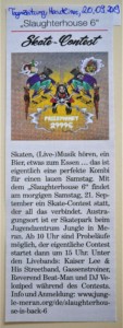 20190920 - Tageszeitung - Headliner - Slaughterhouse 6 Skatecontest
